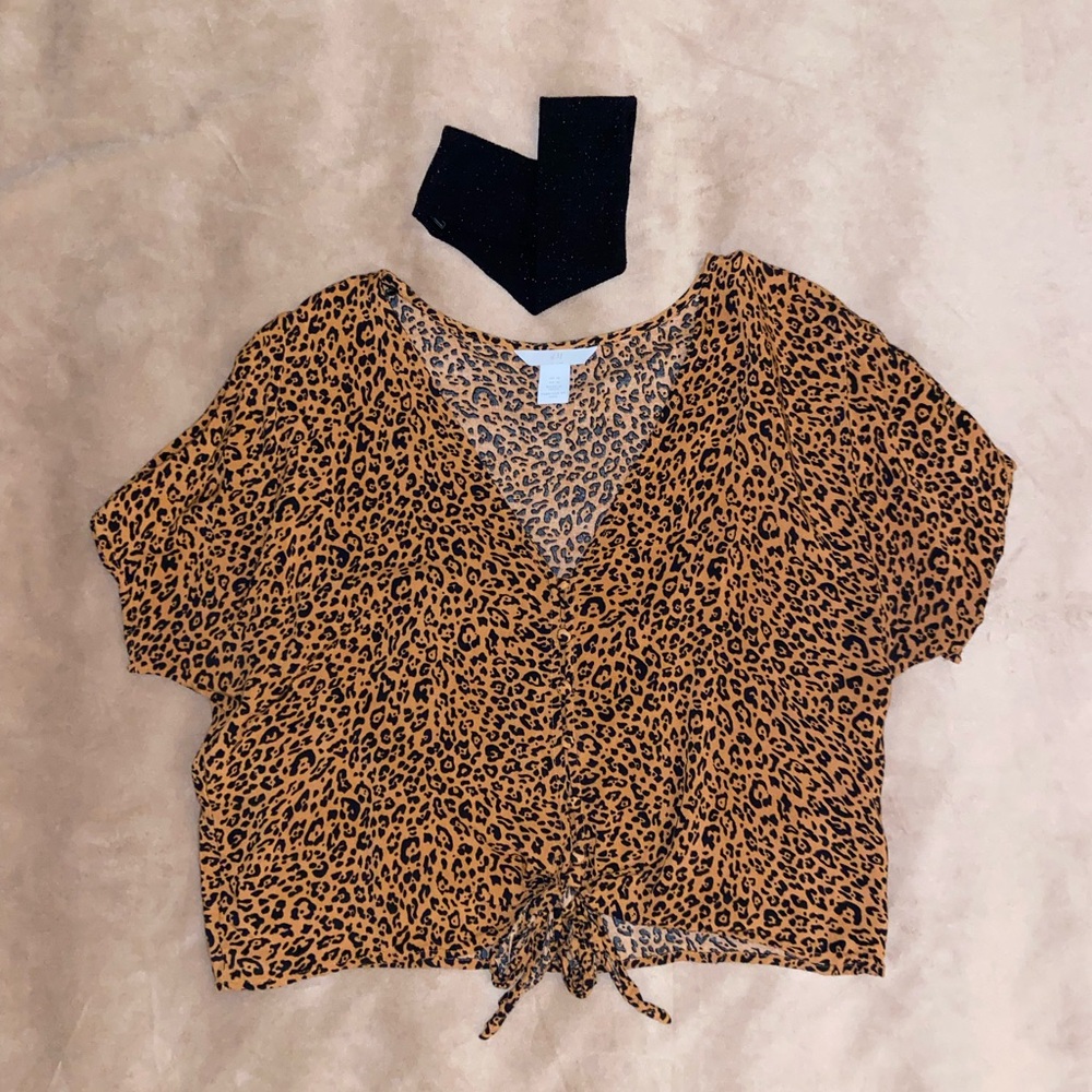 H&M Brown Leopard Print Blouse